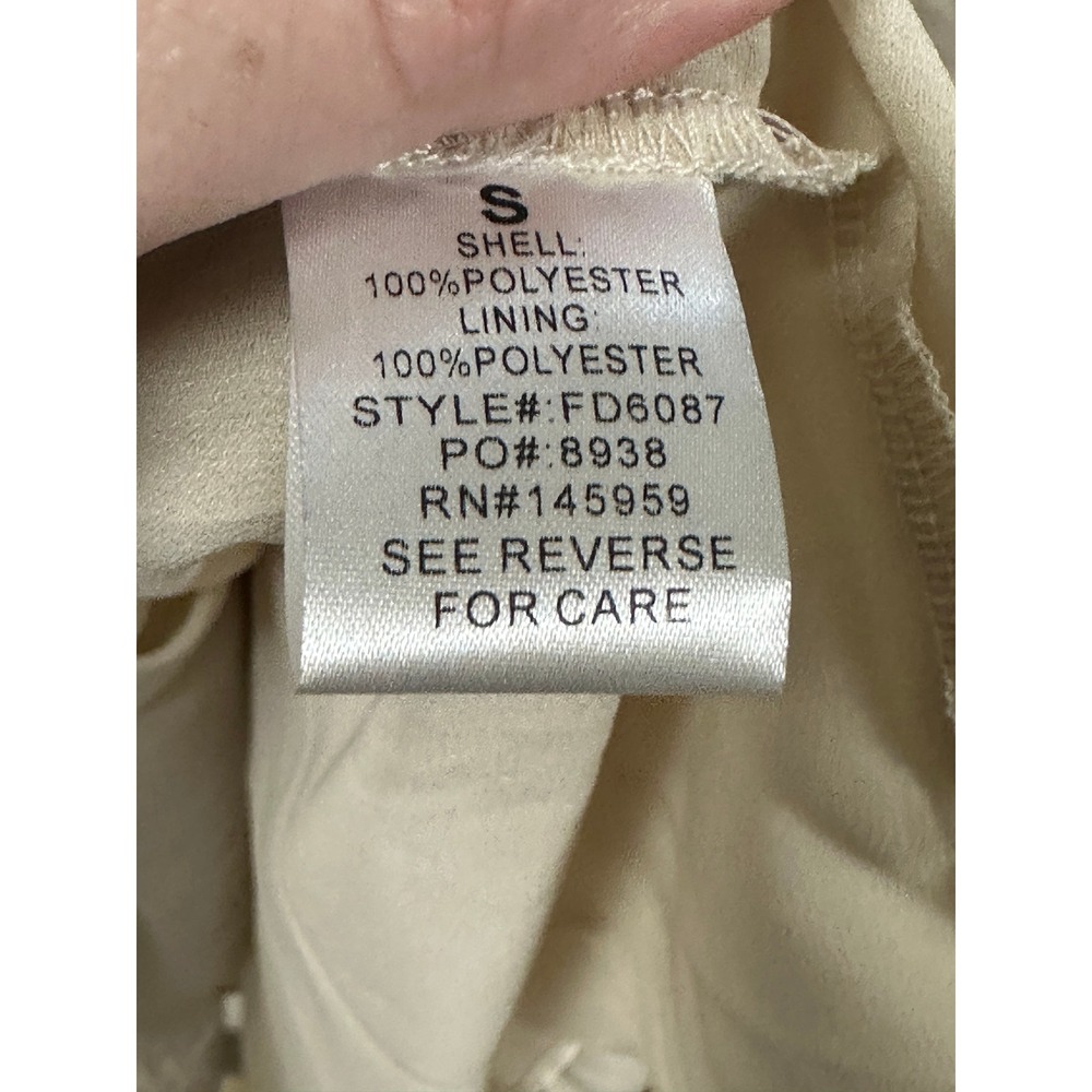 Dress Forum Los Angeles Beige Floral Jacquard Ruffle Mini Dress FD6087 Small - Picture 3 of 4